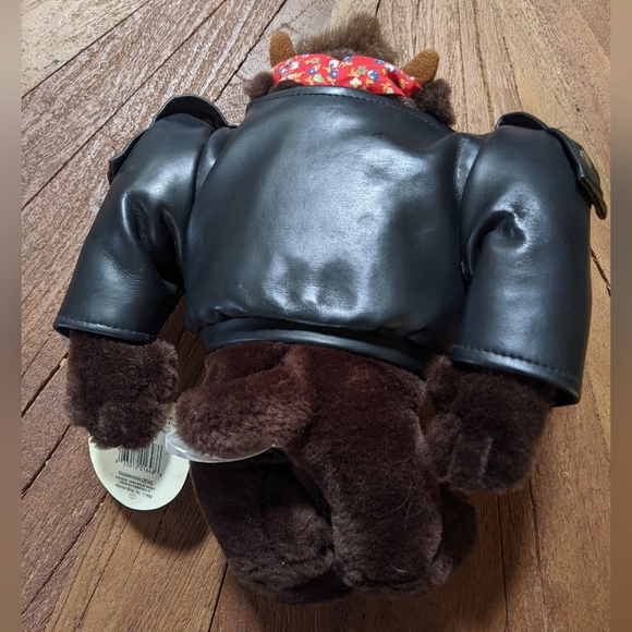 VTG 1992 Taz Tasmanian Devil Plush in Motorcycle Jacket - Picture 3 of 7